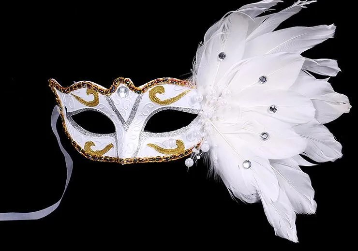 Nya jul Halloween Masquerade Feather Masks Fjäderfärgade födelsedagsfestmasker