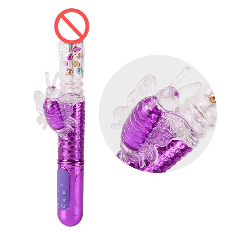 Ładunek USB Butterfly TELescopic Rotating Pead Rods 36frequency G Vibrator Dildo Clit Clit Stymulator Massager Toy dla kobiet9370291