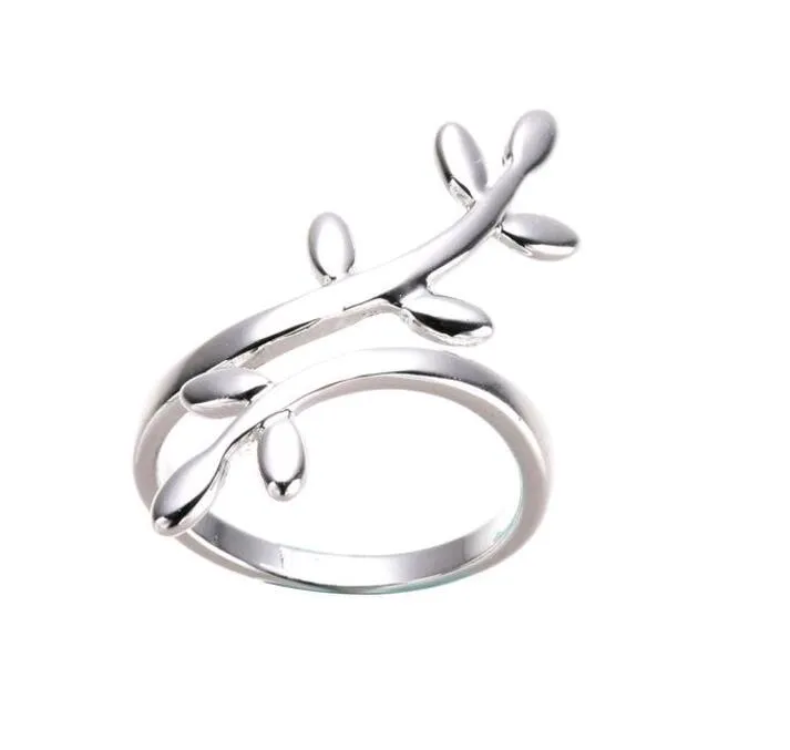 Wholesale New Personality Exquisite Leaf Leaves Surround Silver Korean Design Fashion Rings Jewelry Alloy Cheap 