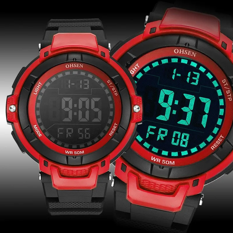 2017 nouvelle arrivée Numérique Montre Hommes Running Sport Montre Hommes Rubber Band LED Résistant À L'eau Électronique Montre-Bracelet