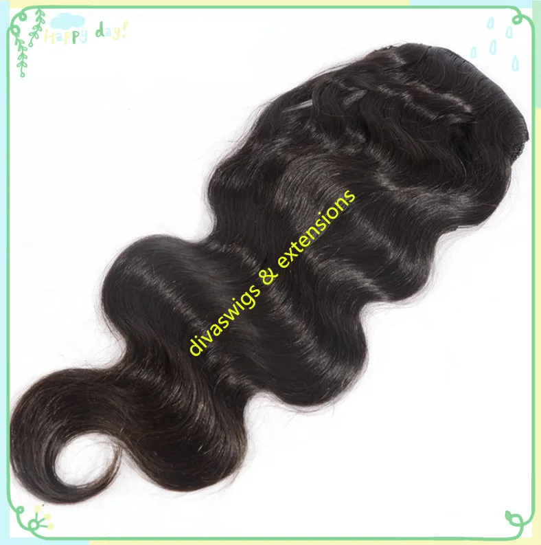 Оптовая продажа-18 дюймов длинные вьющиеся хвост шиньоны девственные бразильские волосы ленты обернуть вокруг пони хвост наращивание волос штук конский хвост
