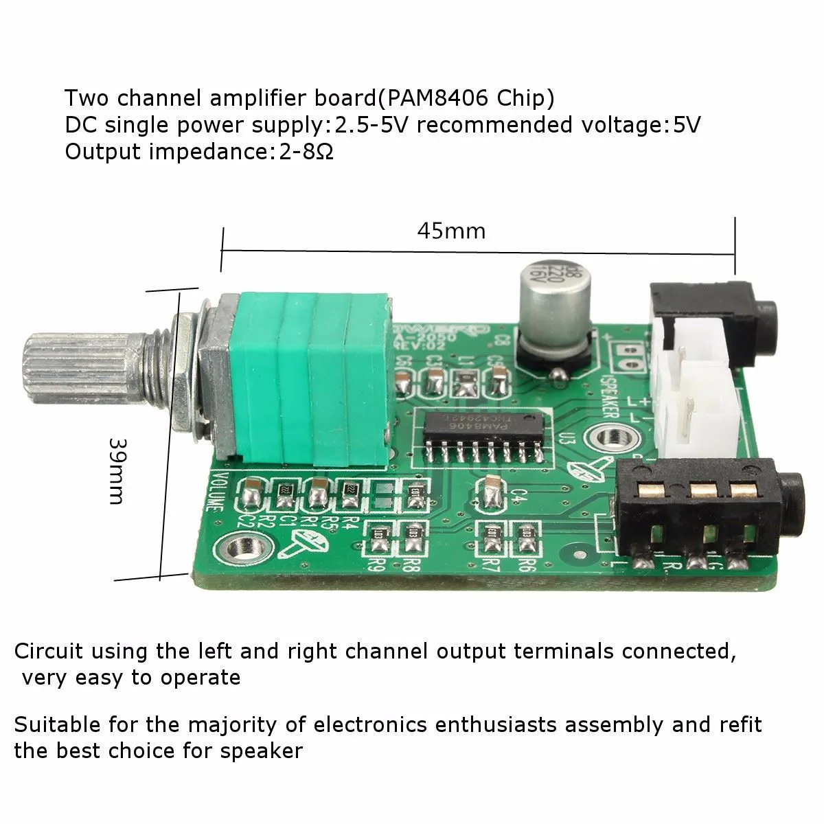 Freeshipping電子回路基板PAM8406デジタルクラスDオーディオ