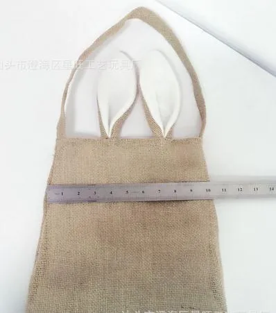 Nieuwste Katoen Linnen Canvas Pasen Bag Konijn Bunny Oor Winkelen Tote Kinderen Kinderen Jute Doek Gift Tassen Handtas Feestelijke Benodigdheden 5 Kleuren