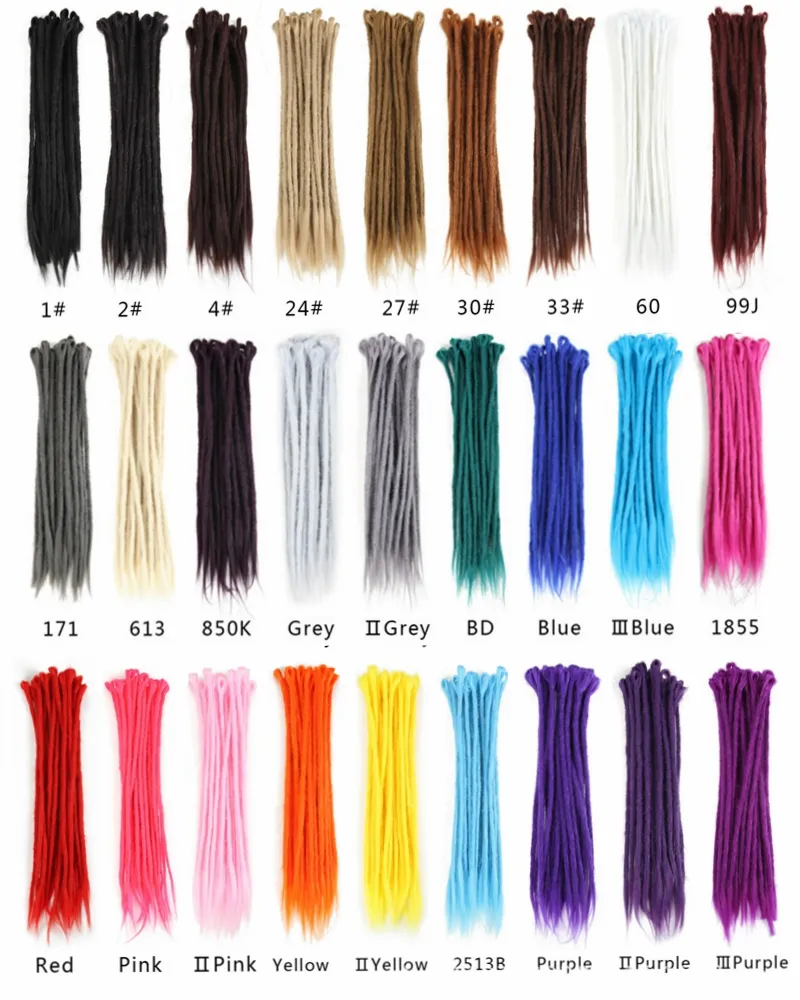 wholesale estensioni dei capelli DREADLOCKS colorati Regalo di Natale Treccia sintetica da 22 pollici capelli sintetici all'uncinetto trecce DREADS lavoro manuale Giamaica