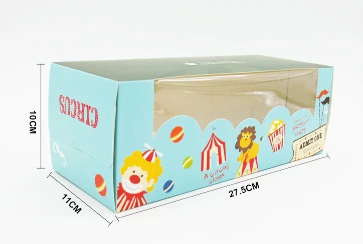 Novo 27.5 * 11 * 10 cm O Circo Blue Bolo Box Muffin Box Caixa de Bolinhos Caixa de Presente / lote Frete Grátis