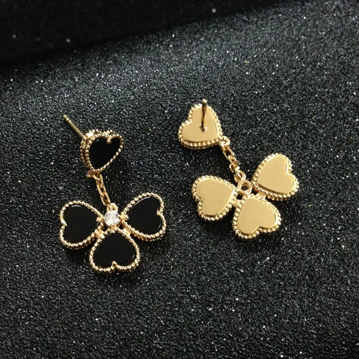 Fashion brand silver 18k rose gold 316L stainless steel women flower stud earrings ear studs jewelry