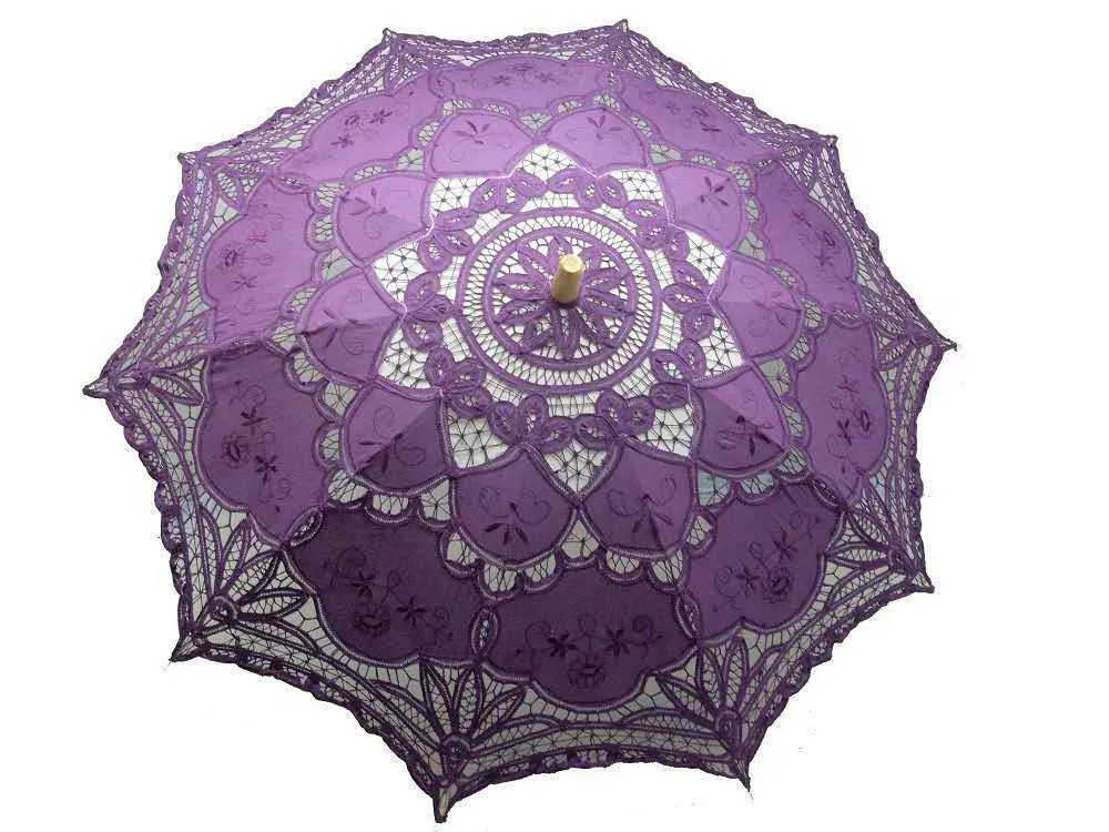 wholesale Parapluie de parasol en dentelle vintage pour la fête de mariage Parapluies de mariage faits à la main en dentelle de mariée beige parasol en dentelle à broder