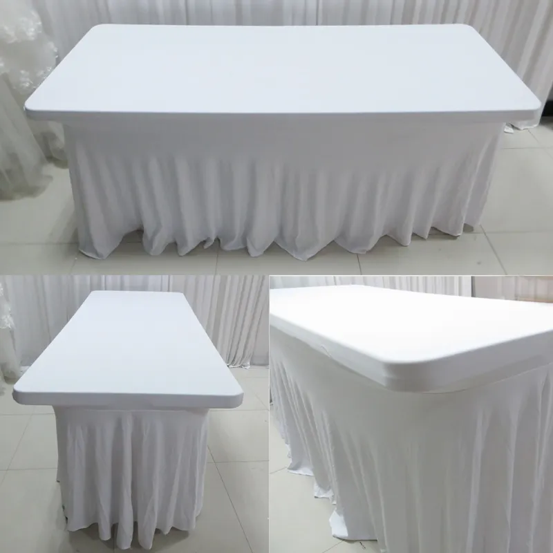 A 6FT*29'' Luxury Lycra Rectangle Natural Fall Swag White Table Cloth For Wedding Decoration For 