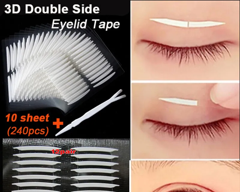 Vente en gros - Nouveau 240pcs / lot 3D Double Face Invisible Paupière Bande Forte Adhésif Paupière Autocollant Beauté Paupière Outils Pour Femmes Fille livraison gratuite