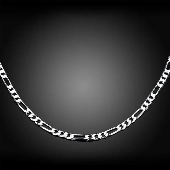 Cadeau de noël 4MM collier pour hommes 'collier plaqué argent sterling STSN102 toute la mode 925 chaînes en argent necklace324C