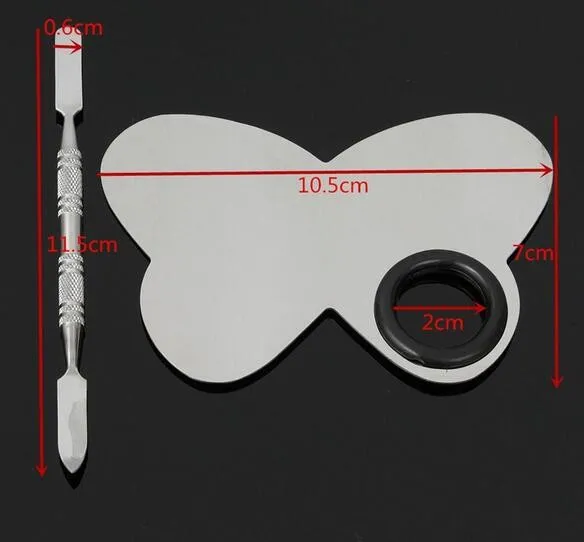 Butterfly Stainless Steel Makeup Mixing Palette Nail Art Nail Art Eye Shadow Mixing Palette Spatula XB1