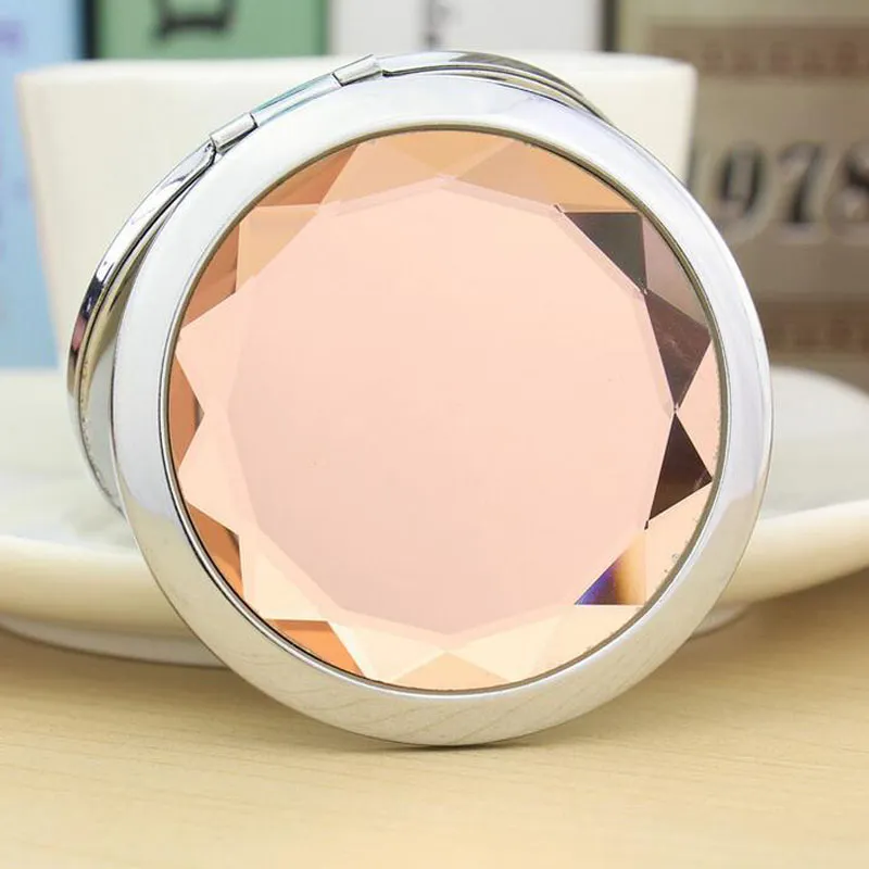 2016 새로운 새겨진 화장품 소형 거울 크리스탈 돋보기 메이크업 미러 웨딩 선물 10colors 메이크업 도구