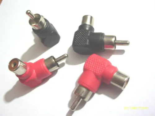 50 pcs RCA ângulo reto plug adaptadores M / F cotovelo de 90 graus