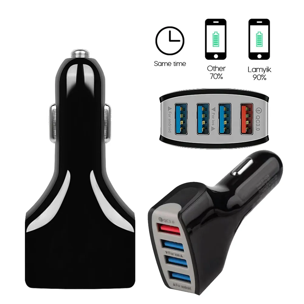 Quick 3.0 Car Charger Adapter Fast Charging 4 USB Cars Mobile Phone Chargers for smart phones