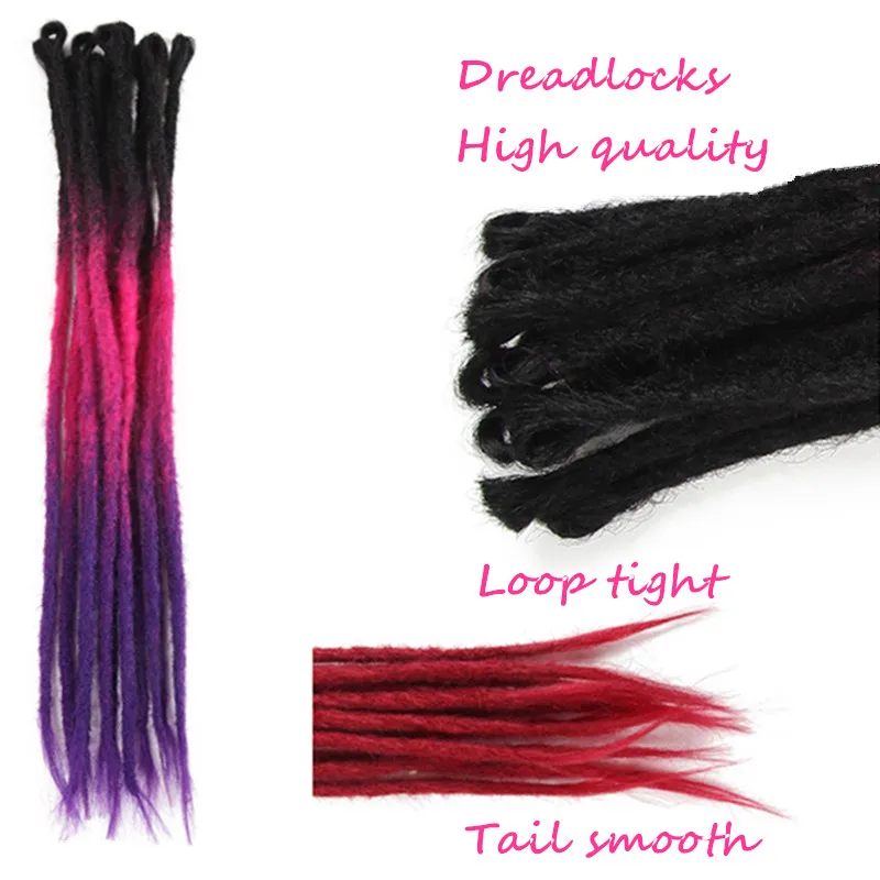 Trenza de Jamaica en paquetes Extensiones de cabello DREADLOCKS Regalos de Navidad Cabello trenzado sintético de 22 pulgadas Trenzas de crochet sintéticas DREADS trabajo hecho a mano