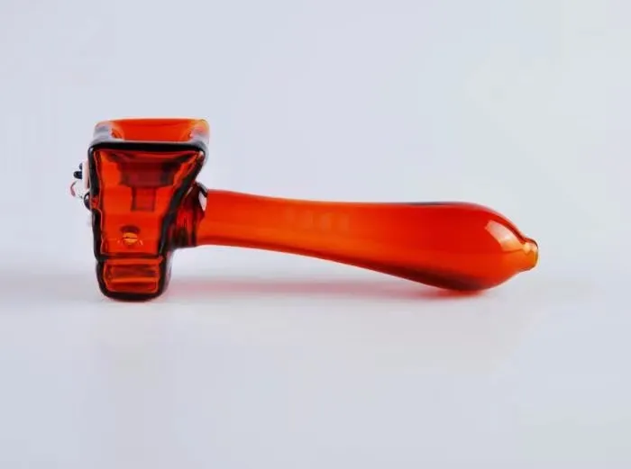 Flame Red Square Pipe, Wholesale Glas Bongs, Glas Vattenrör, Hookah, Rökning Tillbehör,