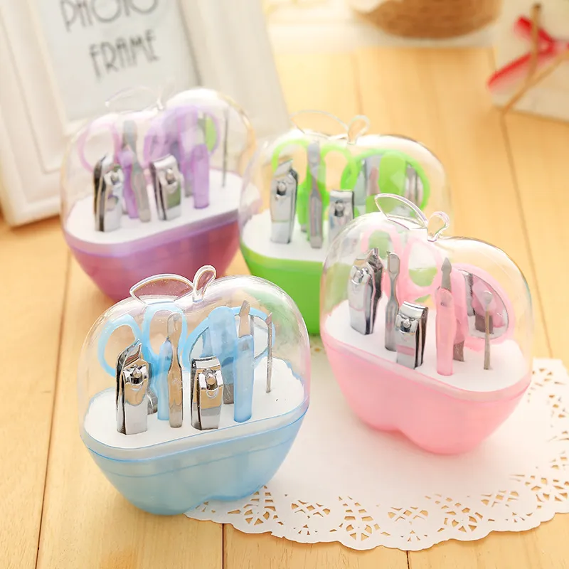 Apple Shape Manicure Nail Clipper Set Stainless Steel 9 piece Women Beauty Makeup Tool Wedding Party Souvenir Gift ZA1299