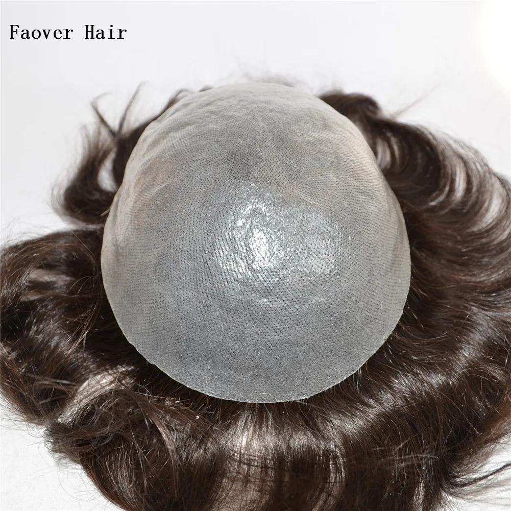 Pedaços de cabelo virgem indiano 1b,2 #,3 #,4 # cor peruca masculina 120% densidade 6 