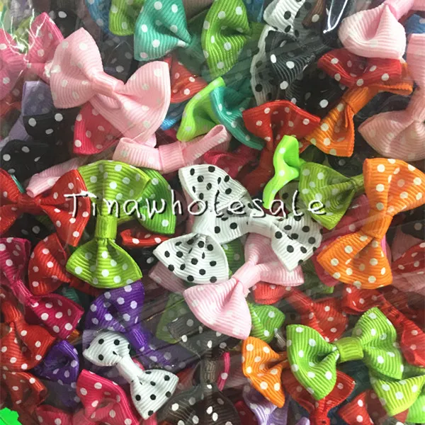 3.5 * 2.5 CM Dots Mini Fashion Boutique Ribbon Bow voor Haar Haarspeld Hoofdband Accessoires Speciale Aanbieding (Kan Color 500pcs / lot niet kiezen)