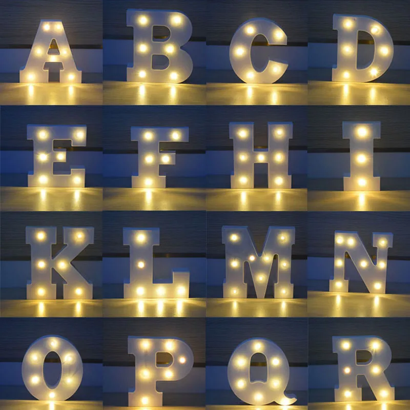 26 Harfler Beyaz LED Gece Işık Için Marquee Burcu Alfabe Lambası Doğum Günü Düğün Parti Yatak Odası Duvar Asılı Parti Dekorasyon ZA4919