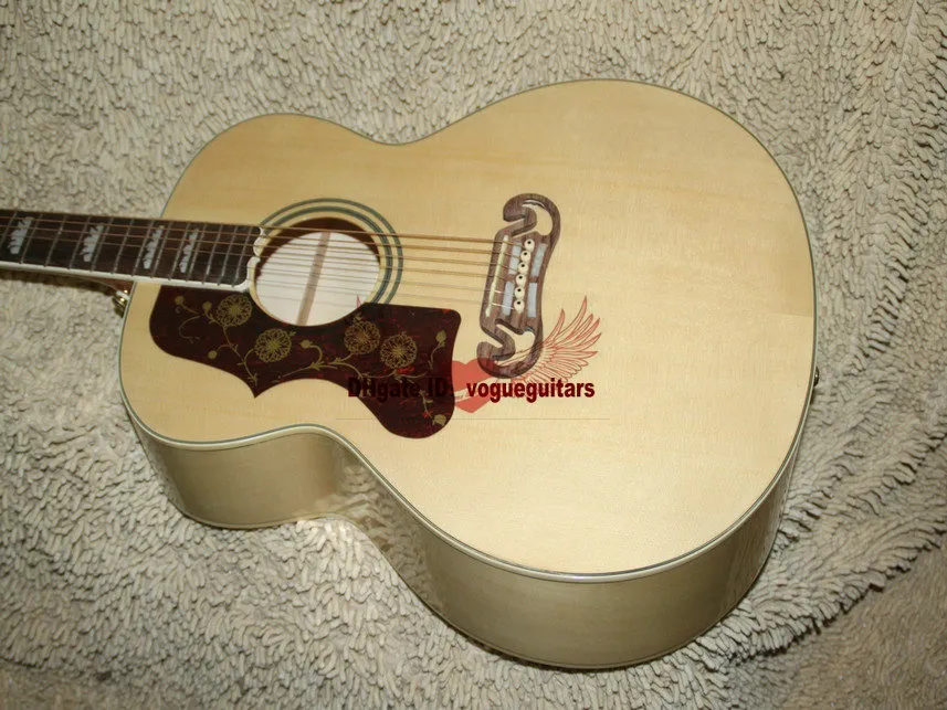 Left Handed Natural 200 Acoustic Guitar Wholesale Guitars Best High Quality HOT