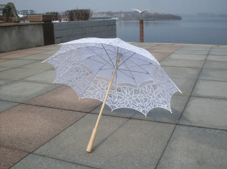뜨거운 판매 새 신부 수 놓은 레이스 파라솔 수제 공예 꽃 자수 우산 웨딩 파티 장식 우산 9 색
