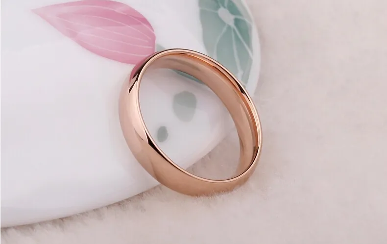 Never Fading Titanium Liefhebbers 6mm Dikke Ring Real Rose Vergulde Vinger Ring Mannen Dames Trouwring USA Size