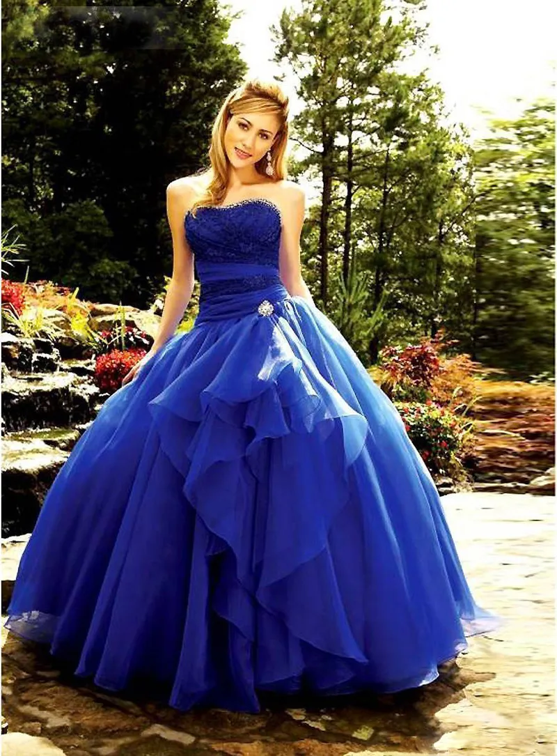 2017 Royal Blue Blue Eveseart Girl Quinceanera платья корсет задние бисером бальное платье принцесса выпускные платья сладкие 16 длинных платьев конкурса