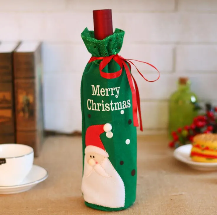 Payetler Ile noel şarap çanta Noel Baba Kardan Adam Şarap Şişesi Noel Süsler yaratıcı işlemeli ücretsiz kargo FP01