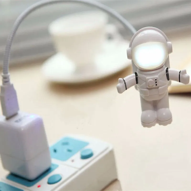 Espaço flexível astronauta tubo usb abspc mini led night light lâmpada branca para computador portátil pc notebook leitura portátil 9298396