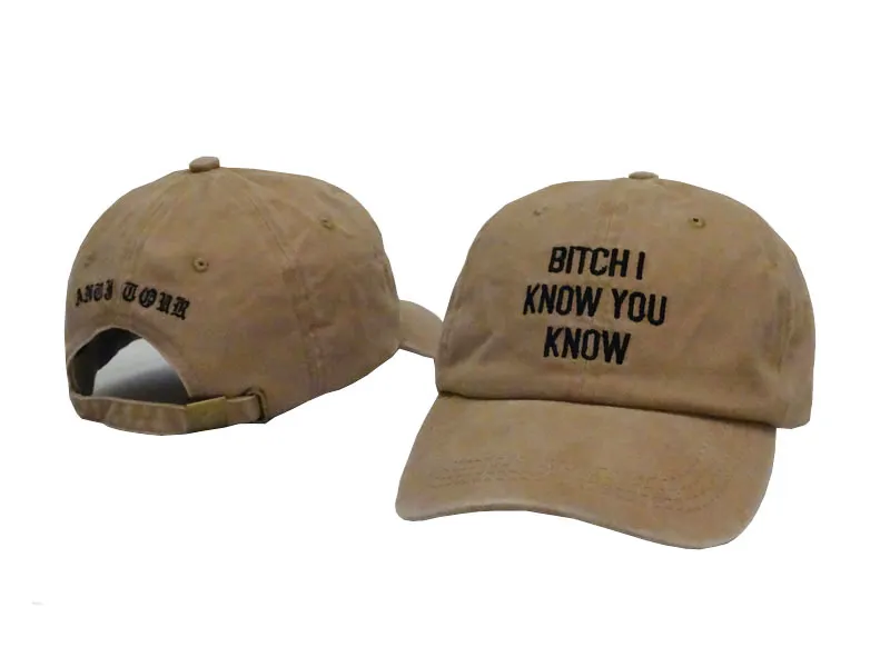 Rihanna hat сука, я знаю, вы знаете письмо папа шляпа Anty Tour Baseball Cap Hip Hop Women Мужчины Регулируемая шляпа для брепбэков Bob217s