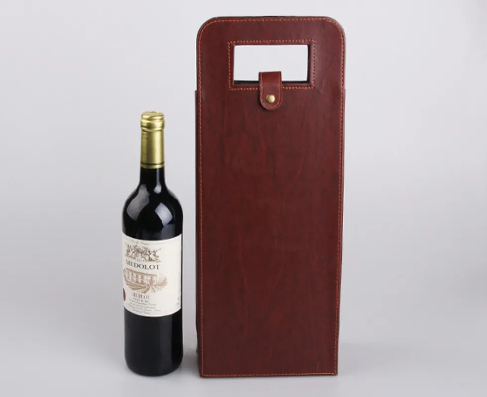 20 pçs / lote transporte Rápido dupla sacos de vinho caixas de presente de embalagem de vinho caixa de couro vinho Vermelho para o presente de natal