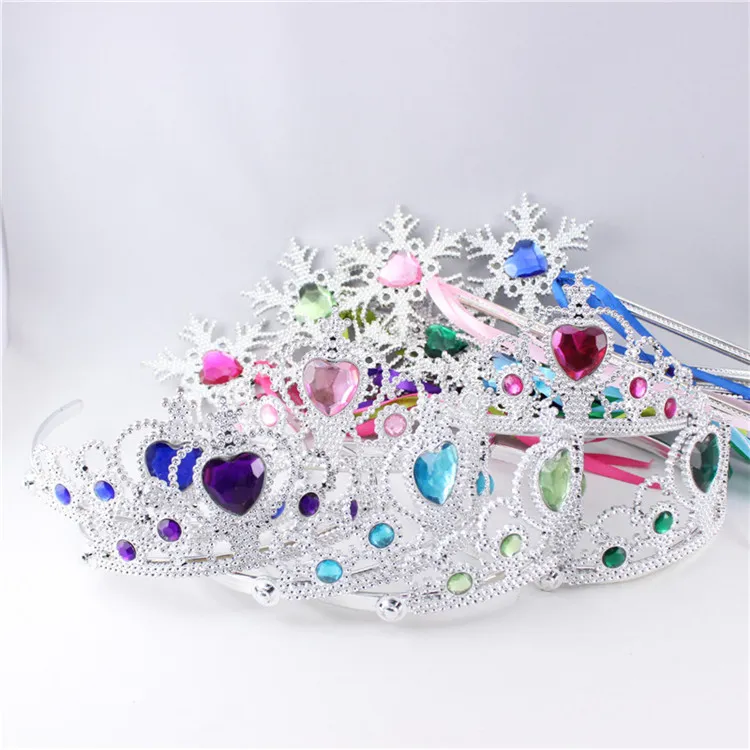 Sneeuwvlok Lint Wands Crown Set Fairy Wand Meisje Kerstfeest Sneeuwvlok Edelsticks Magic Wands Hoofdband Crown Tiara Kleurrijke IB298