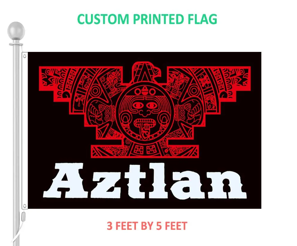 Grande bannière décorative en polyester 100D drapeau Aztlan avec deux œillets, 3 x 5 pieds