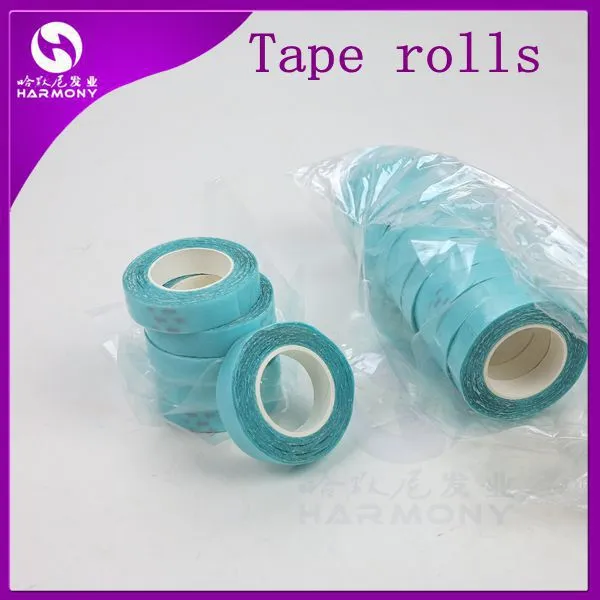 5 rolls 1cm3m 블루 컬러 슈퍼 품질 헤어 확장 테이프 PU 피부 씨름 테이프 헤어를위한 양면 접착 테이프 2225748