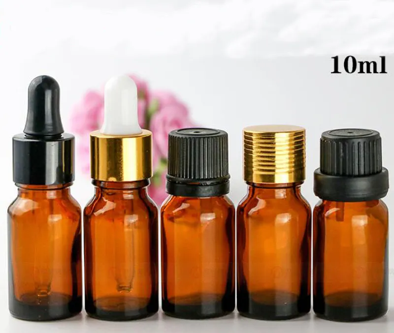 Bouteilles vides en verre ambré de 8 styles de 10ml, avec compte-gouttes de médicaments, huile essentielle, aromathérapie, flacons compte-gouttes en verre pour Ejuice Eliquid