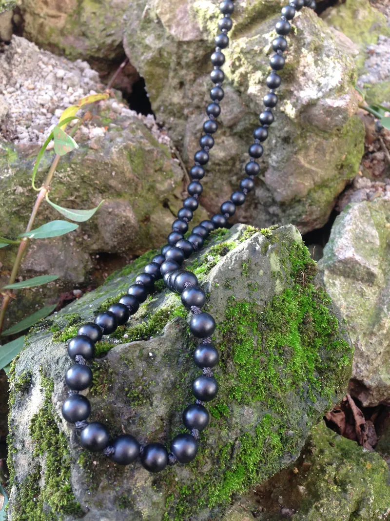ST0262 32 tum lång knuten matt svart onyx knuten halsband lång storlek religiös pärla halsband design2316