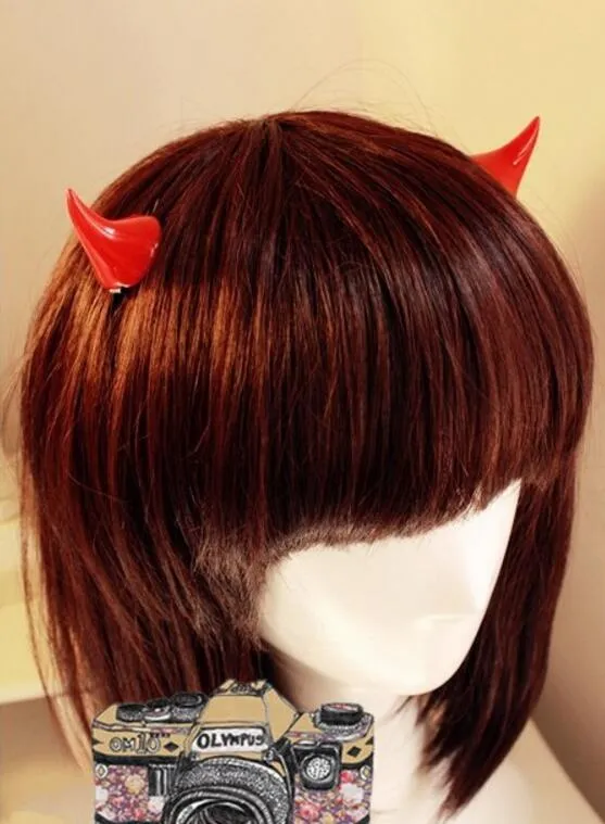 Halloween Devil Horns Hairpin Neon Colors Angle Harajuku Cute Exaggerated Hair Clip Bobby Pins 