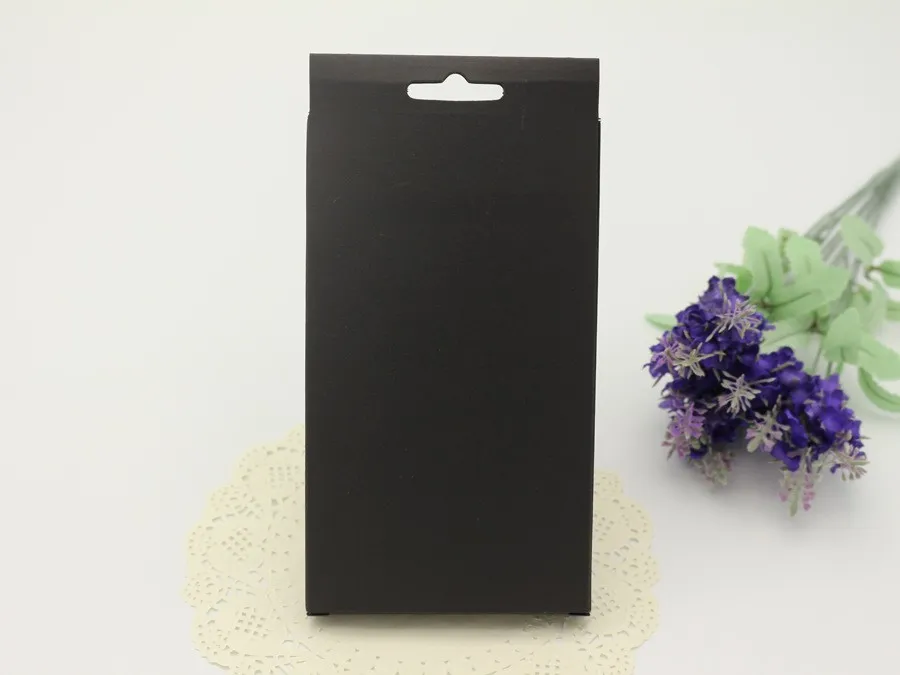 175mm*105mm*25mm Black Blank Paper Box For Phone Case For iPhone 5s 6 6plus Paper Packaging With Window With Blister Holder