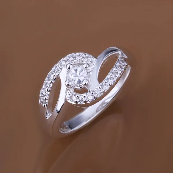 Hot sale Bicyclic gemstone 925 silver plated ring DMSR142 Brand new high grade sterling silver plated finger rings