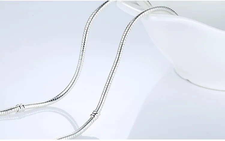 925 Sterling Verzilverd 3mm Snake Chain European Beads Past Pandora Armband Bangle Ketting Ketting met Logo 16cm-45cm