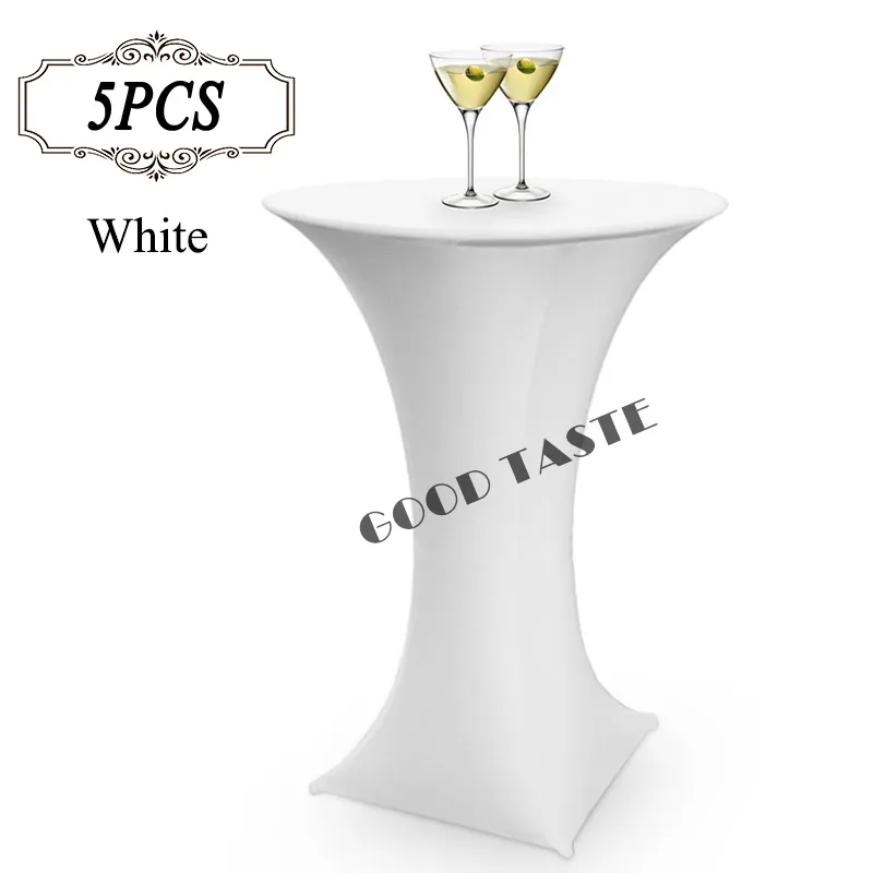 5 pc / lote bar coquetel mesa tampa spandex branco redondo redondo estiramento bistrôs tabela tampas de decoração de casamento festa de banquete 80x110 cm