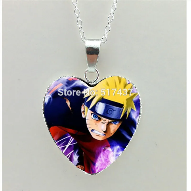 2020 Nouveau Naruto Coeur Collier Naruto Pendentif Coeur De Verre Image  Bijoux En Argent Coeur Collier En Forme De NHT 0013 Du 8,48 €