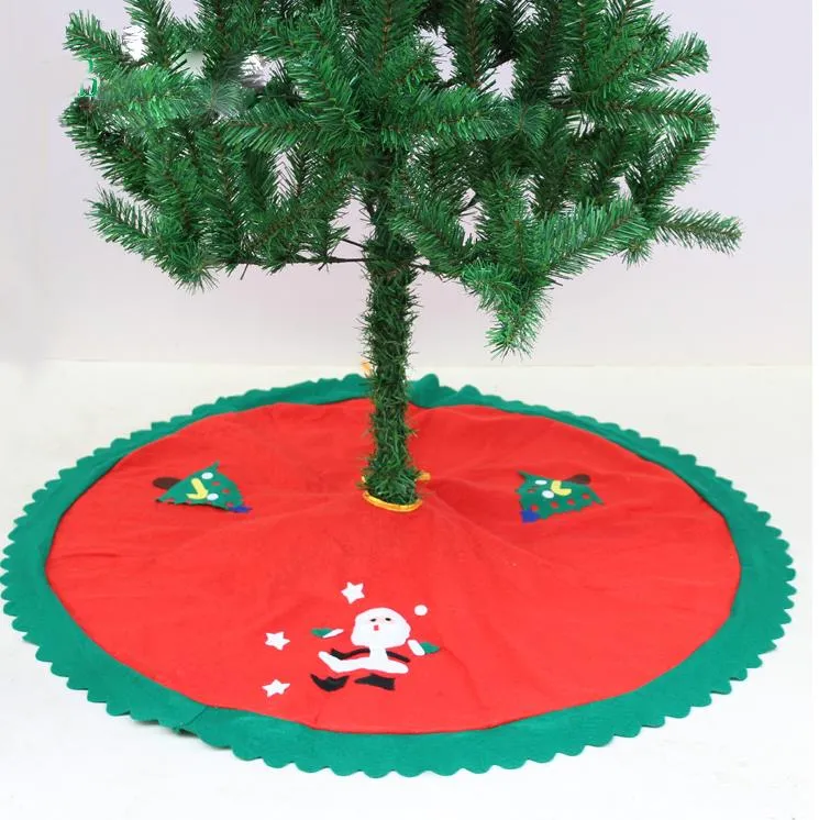 Santa Claus Tree kjol julgran prydnad kjolar vintage non-woven cartoon förkläde 35.4 '' festliga parti dekorationer levererar röd