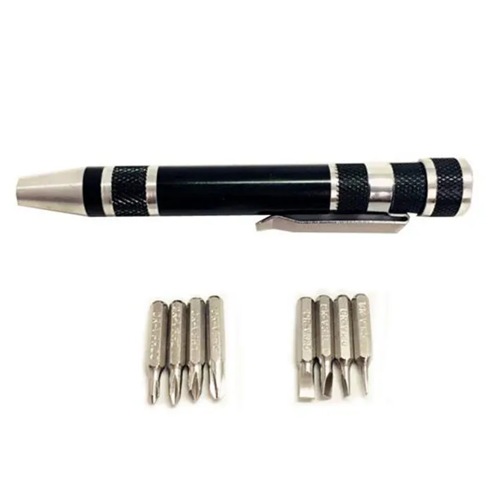 Chave de fenda tipo caneta magnética de precisão 8 em 1 conjunto de pontas de parafuso com fenda Phillips Torx hex V1.5-3.5 ferramenta DIY portátil de reparo
