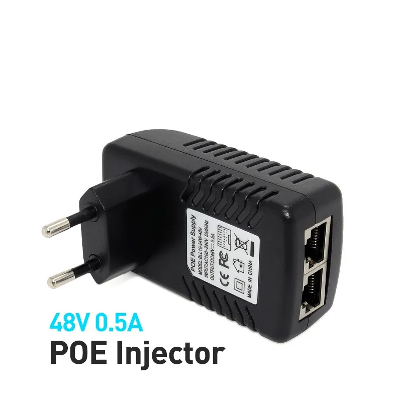 Aktiv DC48V 0,5A 10 / 100Mbps POE-injektor POE POWER ADAPTER PSE Kompatibel IEEE802.3AF Standardinstrument 4/5 (+), 7/8 (-) 1T