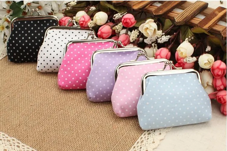 Mixed Fashion Hot Vintage bunte Dot Geldbörse Leinwand Schlüsselhalter Geldbörse Haspe kleine Geschenke Tasche Clutch Handtasche EWT022