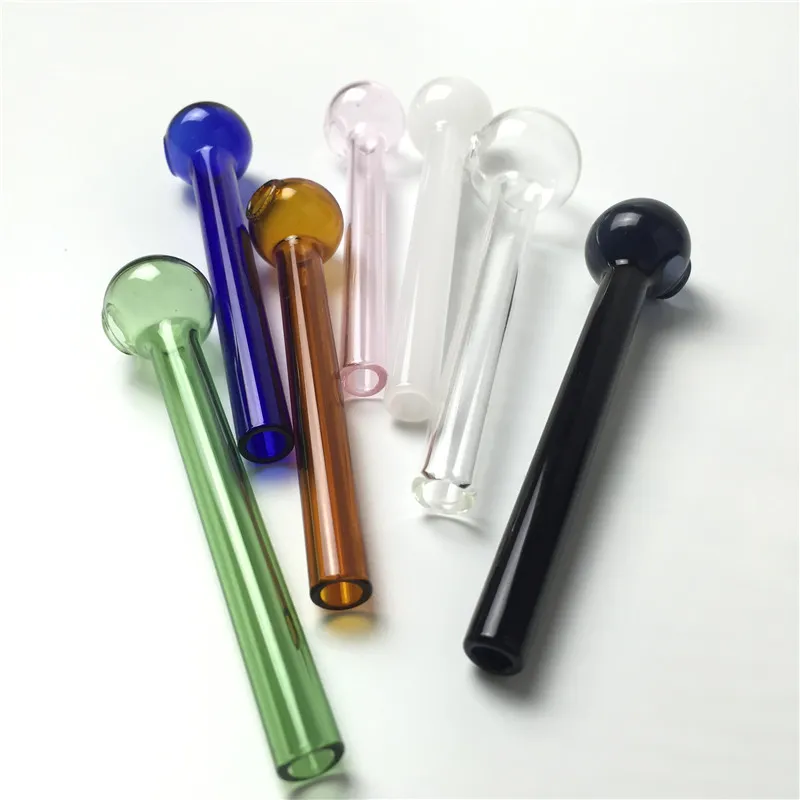 10cm colorful hand glass oil burner for smoking pyrex glass oil burner pipe hand pipe thick oil burner bubbler