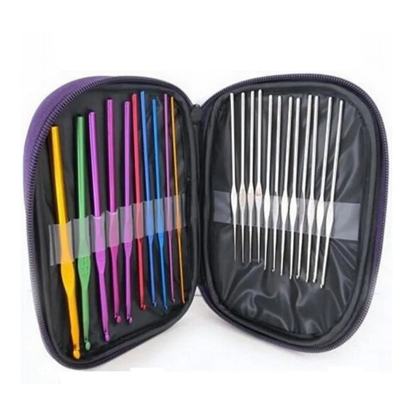 Practical Multi Aluminum Needles Crochet Hooks Set Knitting Needle Tools With Case Yarn Craft Kit ZA0921