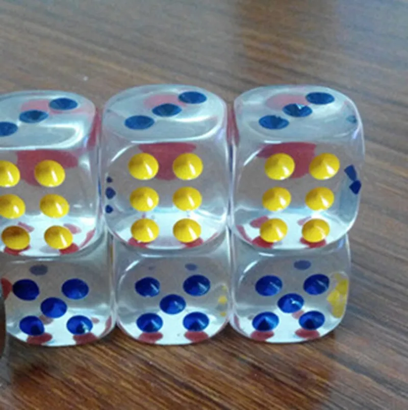 16mm Crystal Dice 6 Sided Clear Dices 투명한 Bosons 어린이 보드 게임 어린이 교육 장난감 파티 음료 게임 좋은 가격 #N26